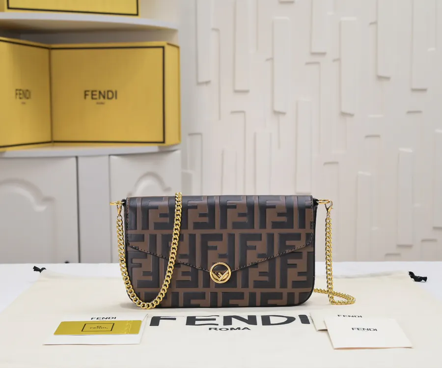 Fendi Mini Geometric Flip Cover Handbag with Clasp Closure