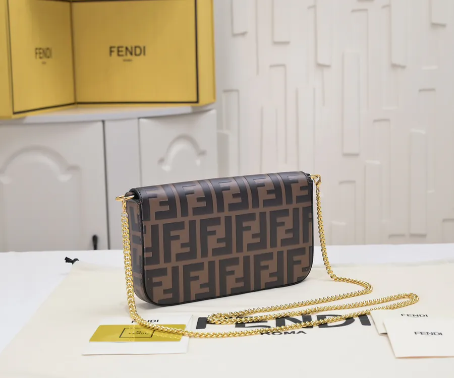 Fendi Mini Geometric Flip Cover Handbag with Clasp Closure