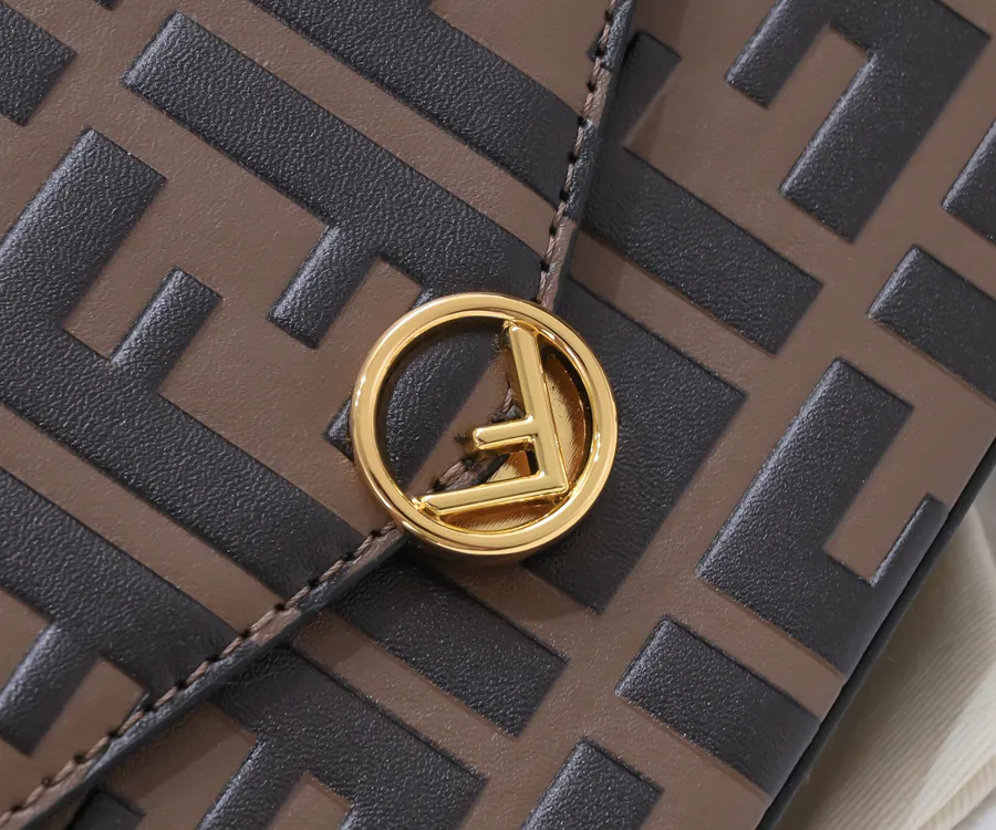Fendi Mini Geometric Flip Cover Handbag with Clasp Closure