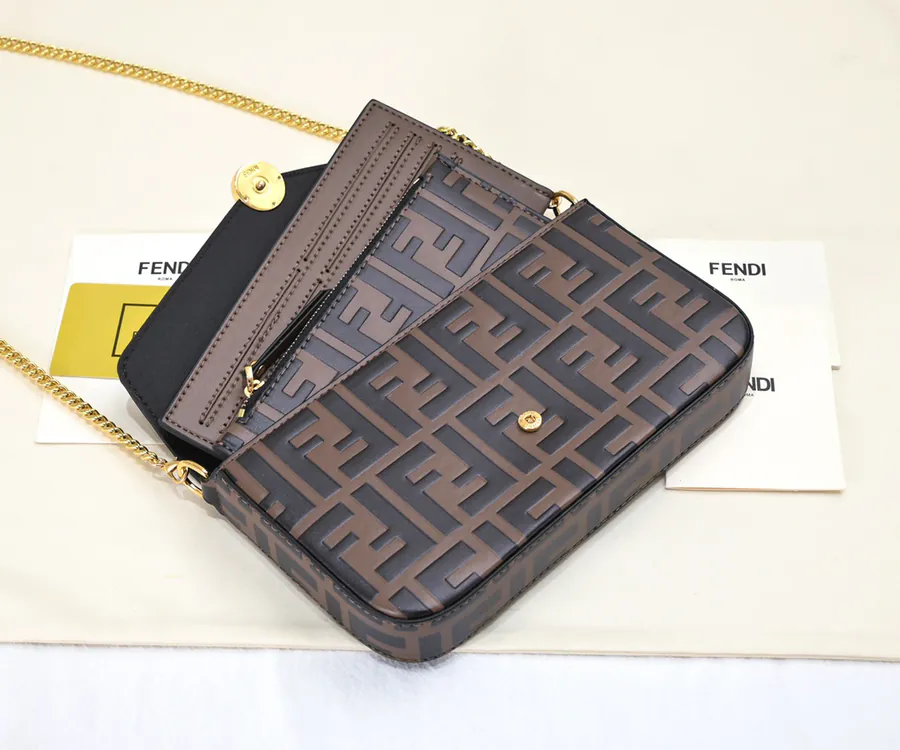 Fendi Mini Geometric Flip Cover Handbag with Clasp Closure