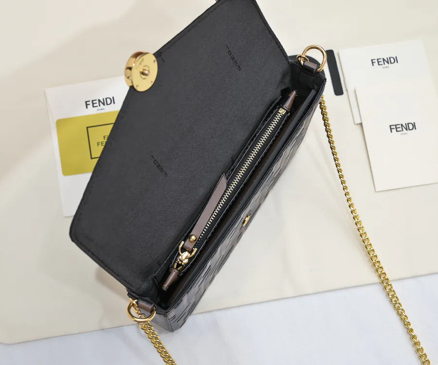 Fendi Mini Geometric Flip Cover Handbag with Clasp Closure
