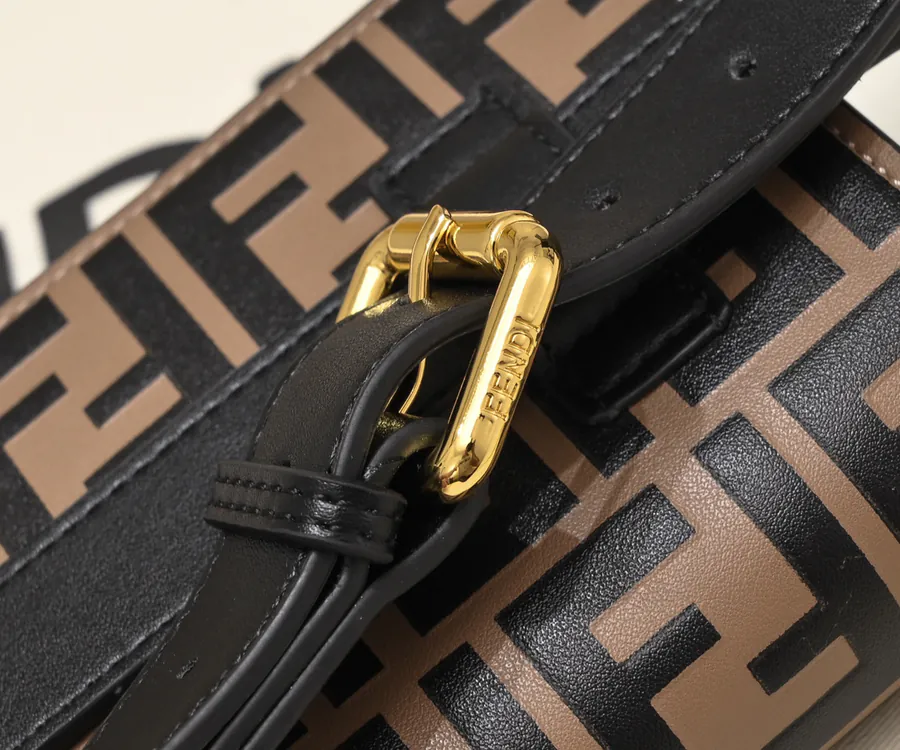 FENDI Chain Bucket Bag with FF Logo Embellishment