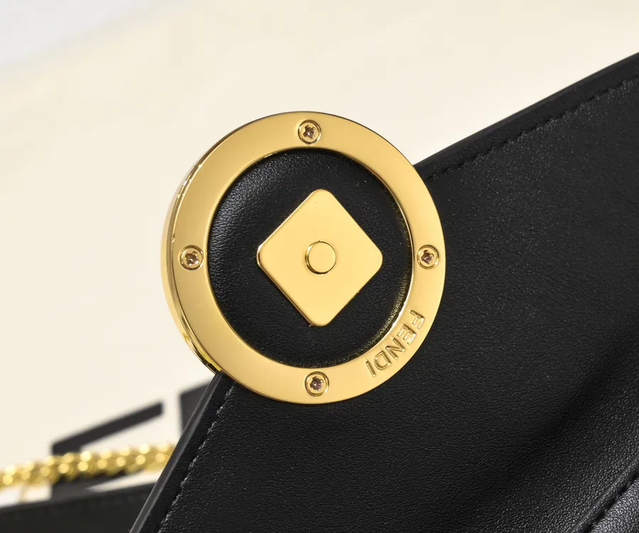 FENDI Chain Bucket Bag with FF Logo Embellishment