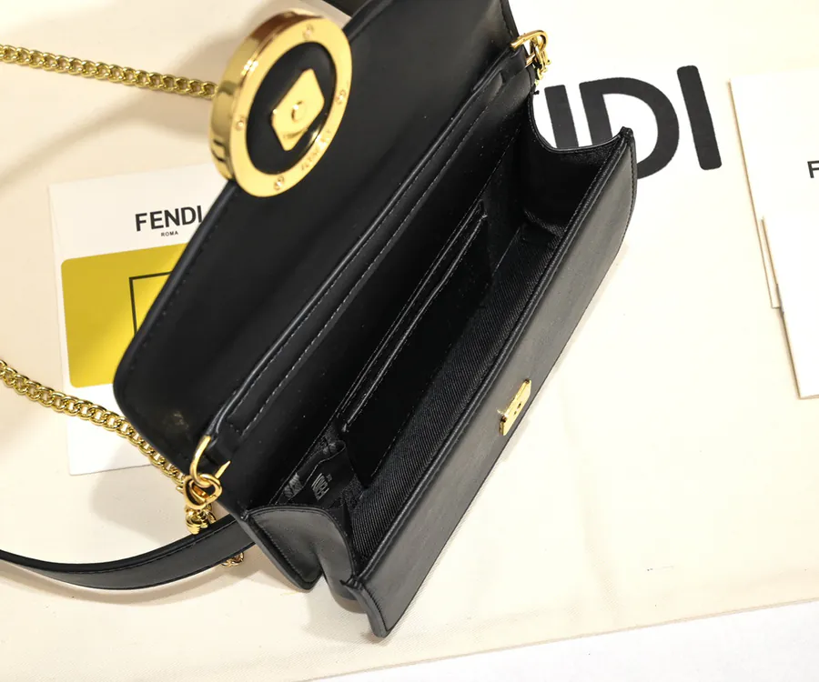 FENDI Chain Bucket Bag with FF Logo Embellishment