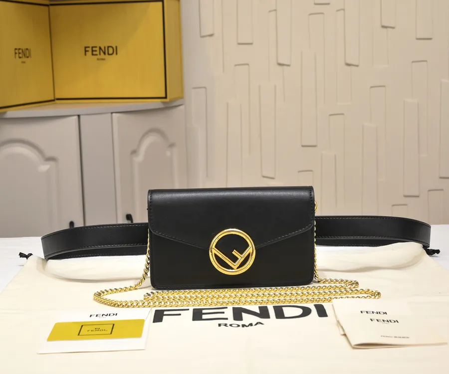 FENDI Chain Bucket Bag in Mocha Calfskin