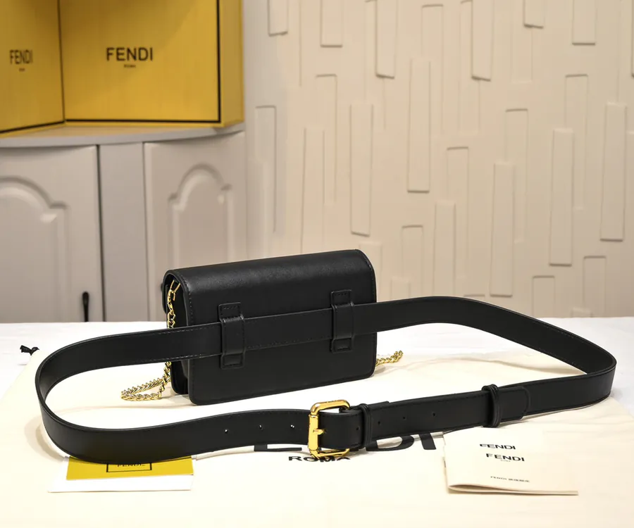 FENDI Chain Bucket Bag in Mocha Calfskin
