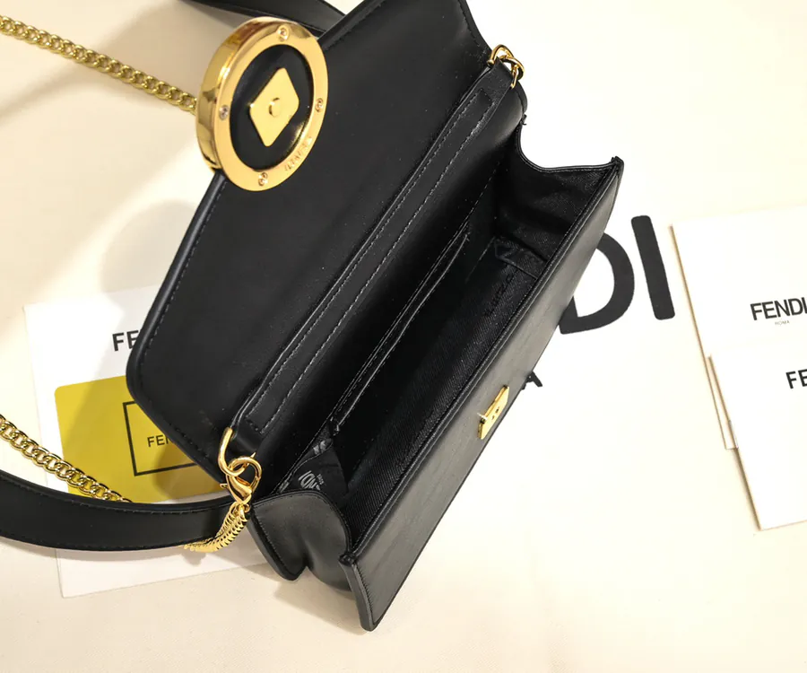 FENDI Chain Bucket Bag in Mocha Calfskin