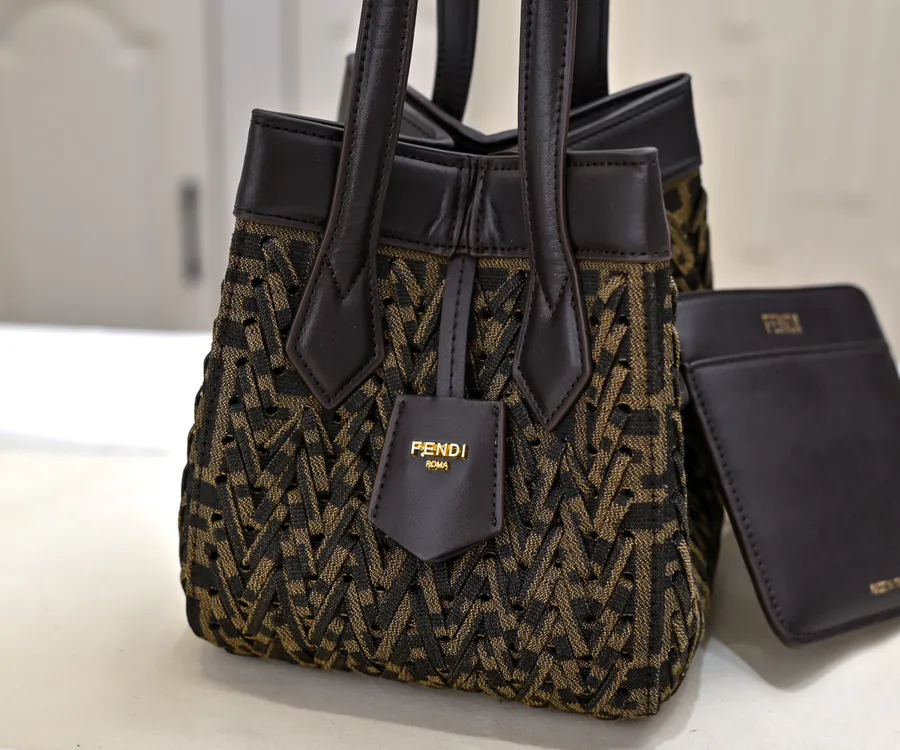 FENDI Foldable Origami Tote Denim Blue