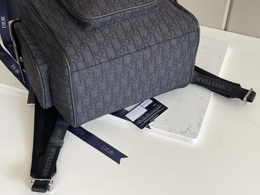 DIOR Saddle Shoulder Bag with Oblique Print and Grained Calfskin Details