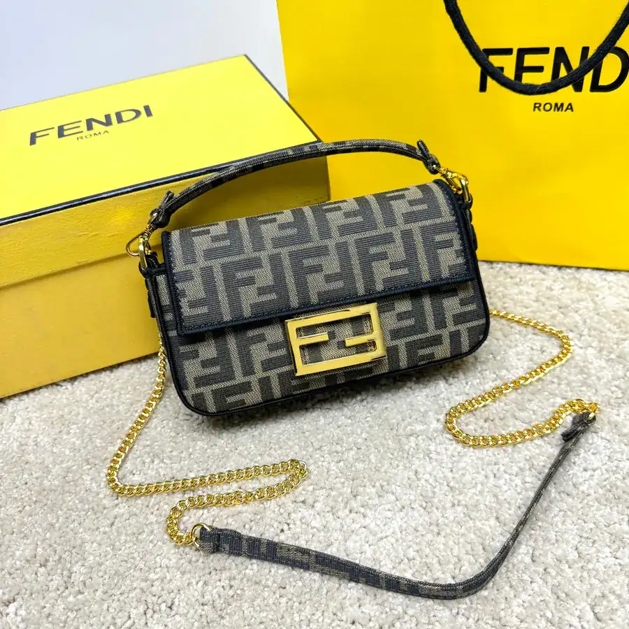 Fendi Baguette Medium Handbag with Flip Closure