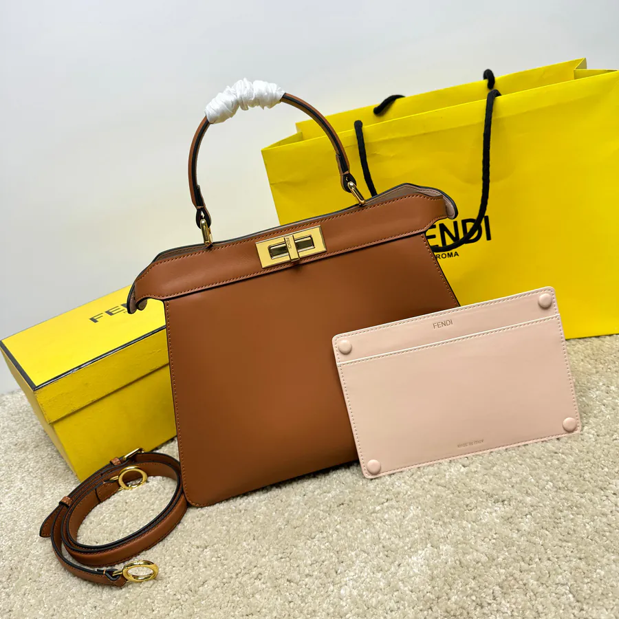 Peekaboo I See U Large Brown Bucket Bag