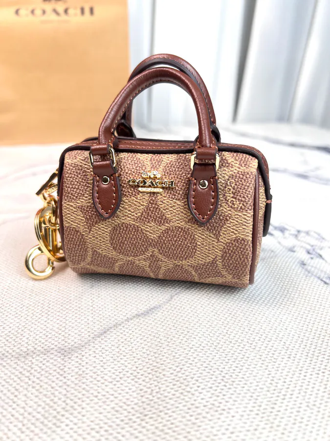 C Chanel Mini Boston Bag with Key Chain Cute and Adorable