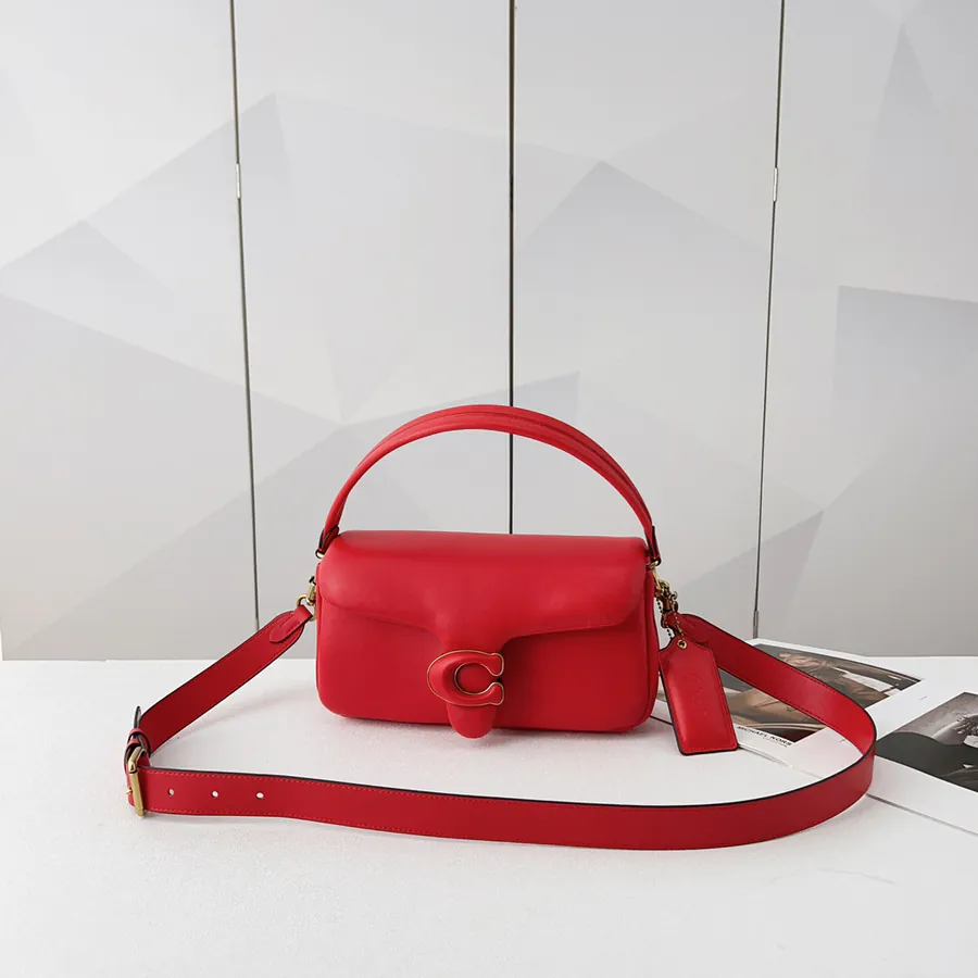 C Family New Year Red Pillow Tabby Calfskin Crossbody Bag