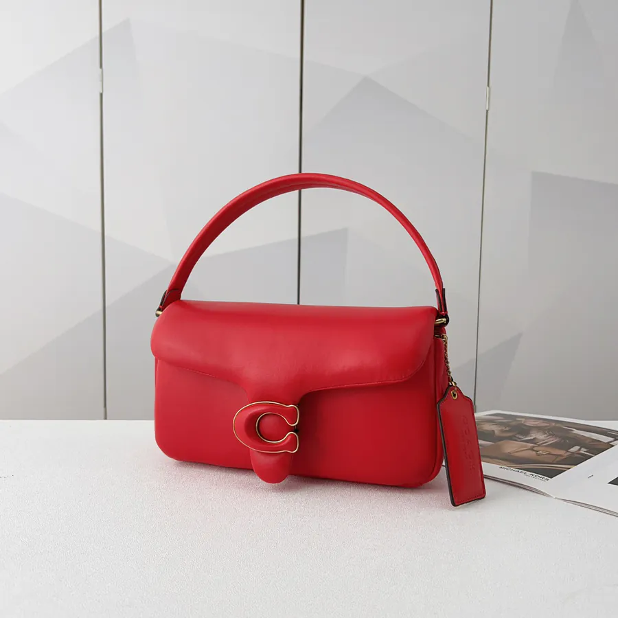 C Family New Year Red Pillow Tabby Calfskin Crossbody Bag