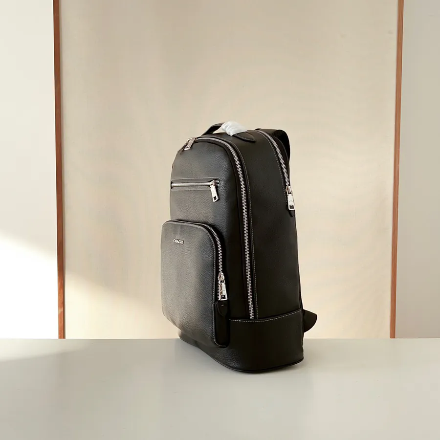 Cl963 Full Leather Plain Pattern Backpack