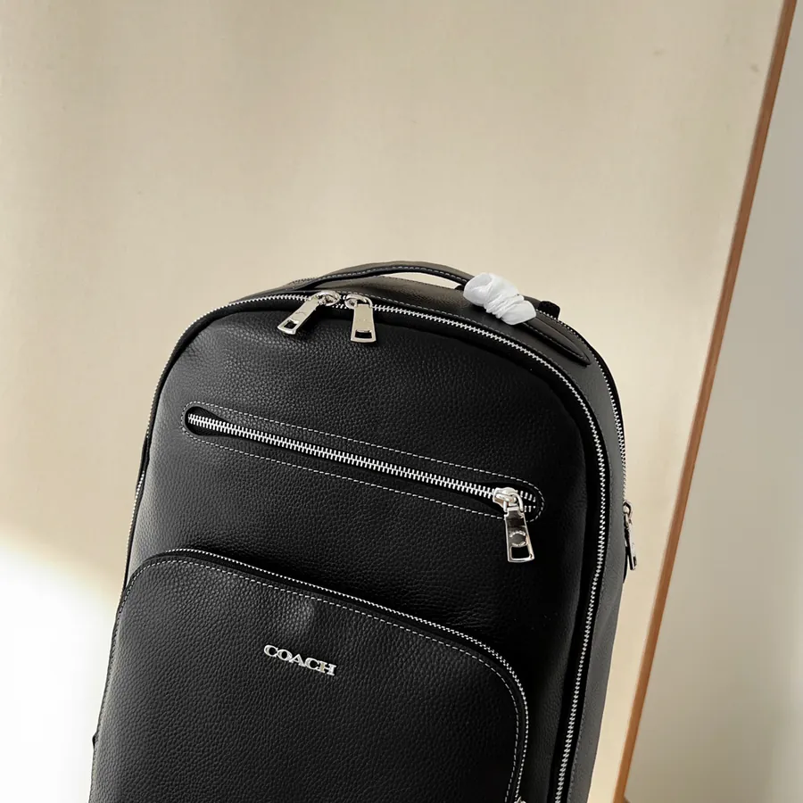 Cl963 Full Leather Plain Pattern Backpack