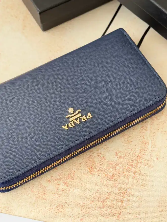 Classic Single Zip Wallet in Blue ZP Development, Italian Cross Grain Calfskin