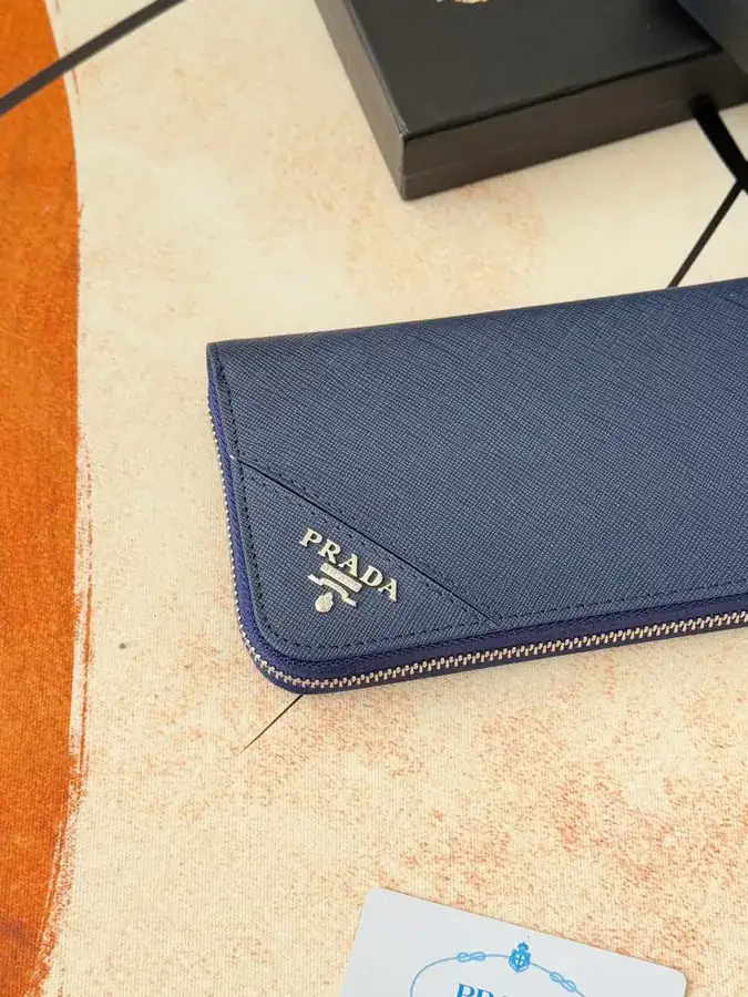 Classic Single Zip Wallet in Blue ZP Development, Italian Cross Grain Calfskin