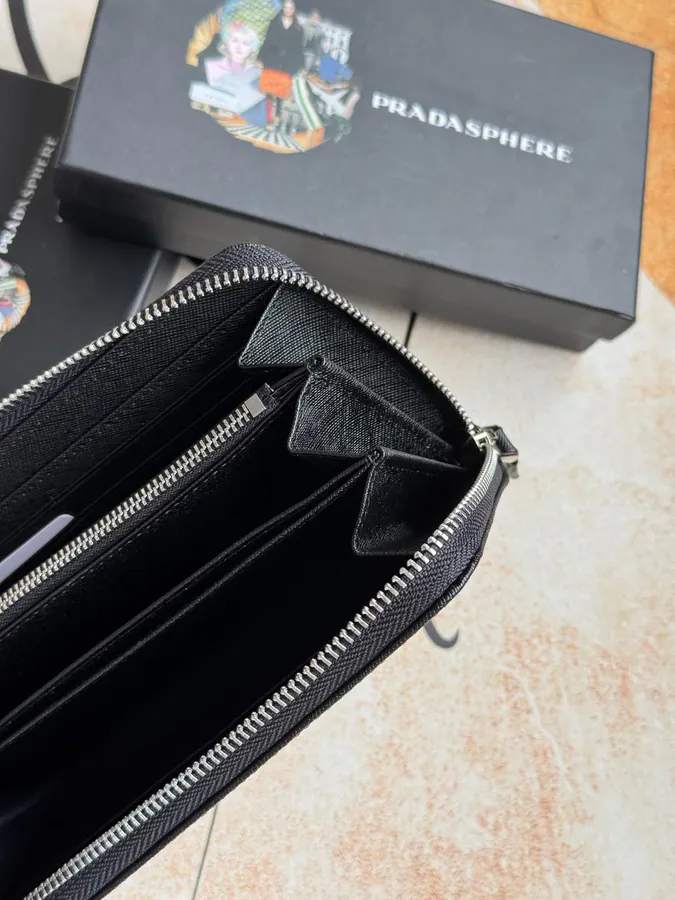Classic Single Zip Wallet in Blue ZP Development, Italian Cross Grain Calfskin