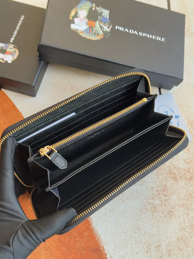 Classic Single Zip Wallet in Blue ZP Development, Italian Cross Grain Calfskin