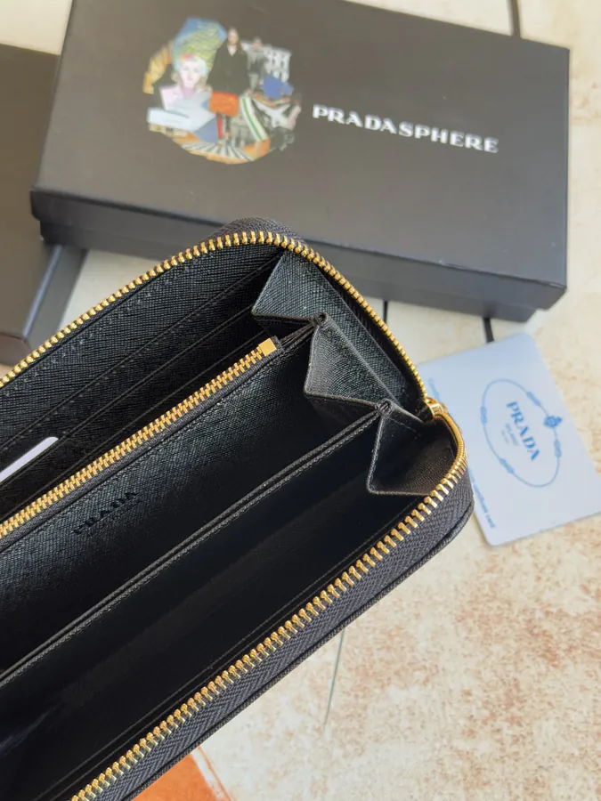 Classic Single Zip Wallet in Blue ZP Development, Italian Cross Grain Calfskin