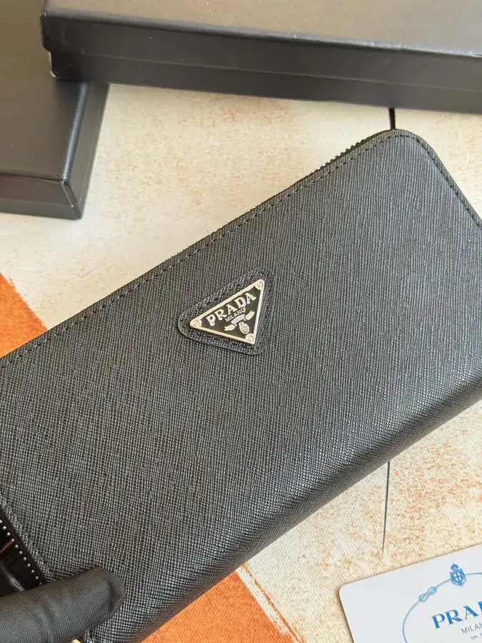 Classic Single Zip Wallet in Blue ZP Development, Italian Cross Grain Calfskin