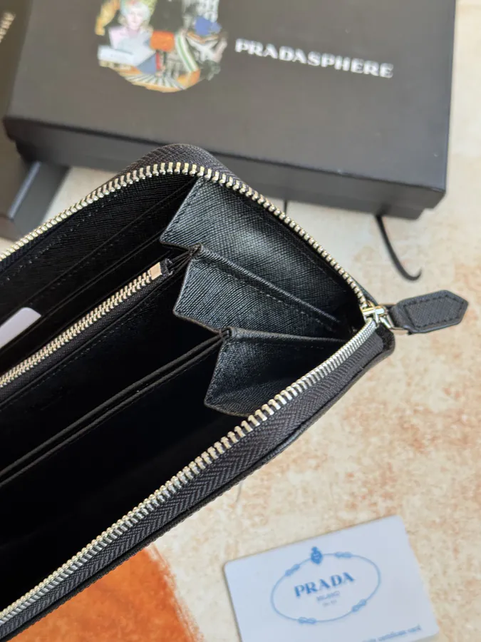Classic Single Zip Wallet in Blue ZP Development, Italian Cross Grain Calfskin