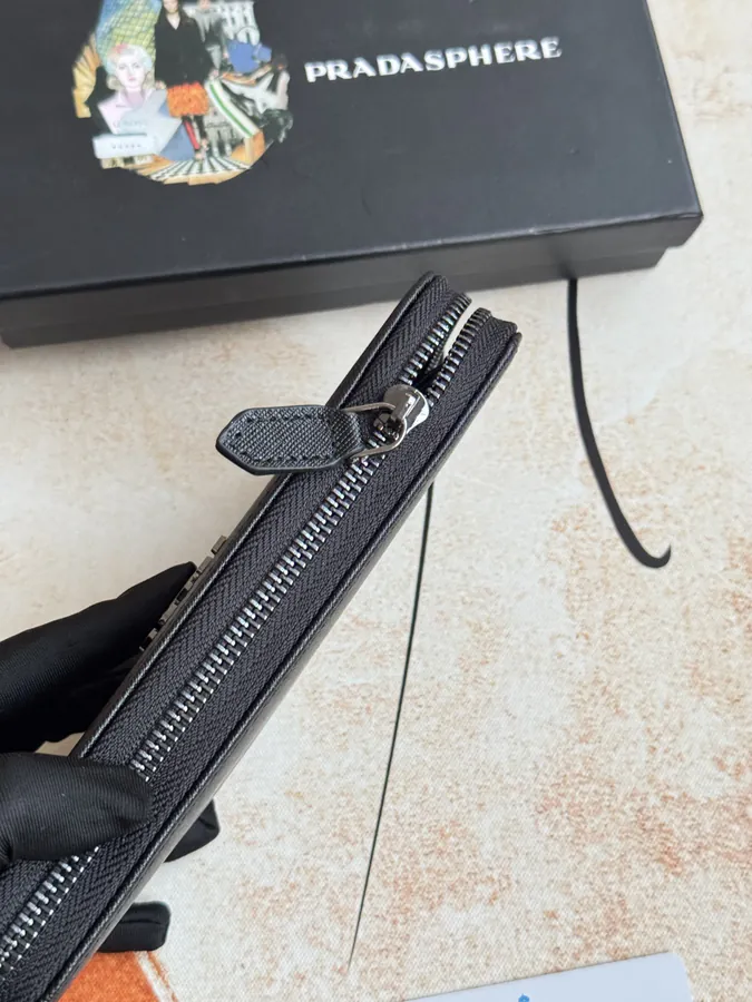 Classic Single Zip Wallet in Blue ZP Development, Italian Cross Grain Calfskin