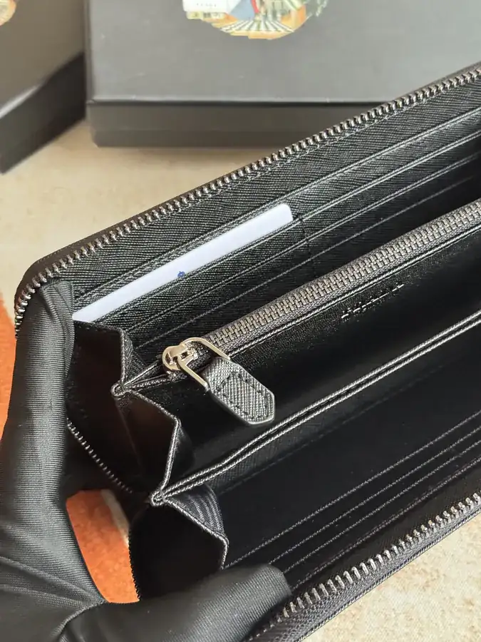 Classic Single Zip Wallet in Blue ZP Development, Italian Cross Grain Calfskin