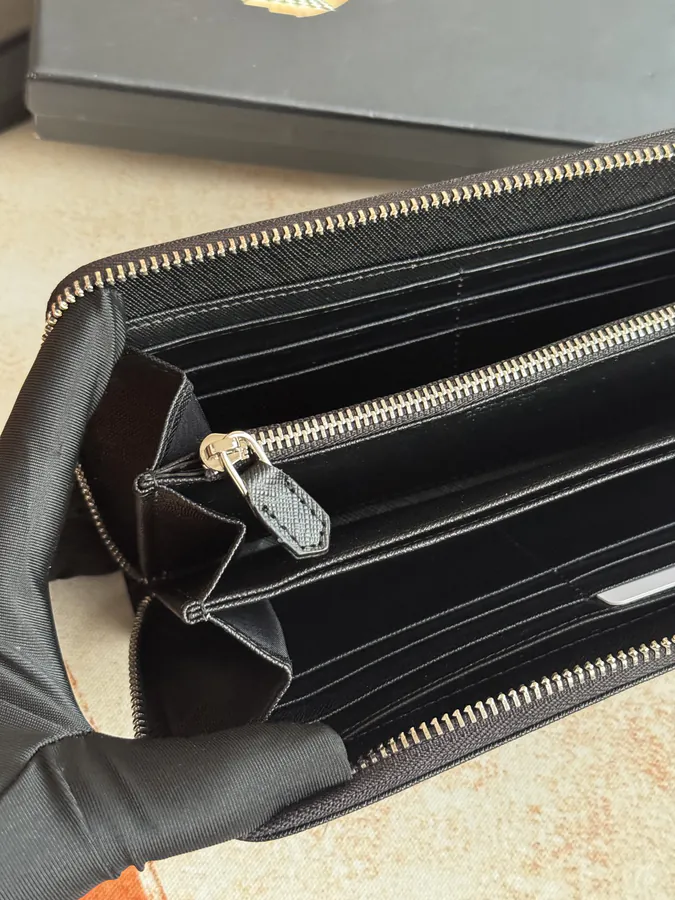 Classic Single Zip Wallet in Blue ZP Development, Italian Cross Grain Calfskin