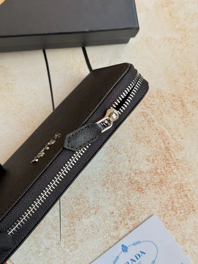 Classic Single Zip Wallet in Blue ZP Development, Italian Cross Grain Calfskin