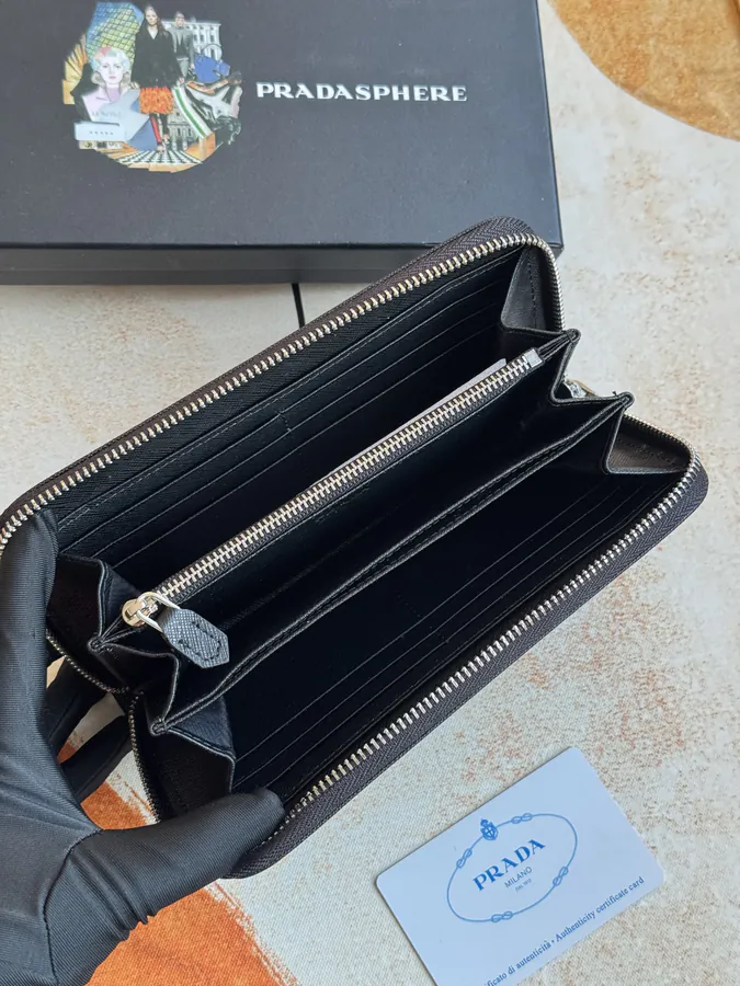 Classic Single Zip Wallet in Blue ZP Development, Italian Cross Grain Calfskin