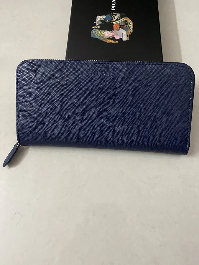 Classic Single Zip Wallet in Blue ZP Development, Italian Grained Calfskin