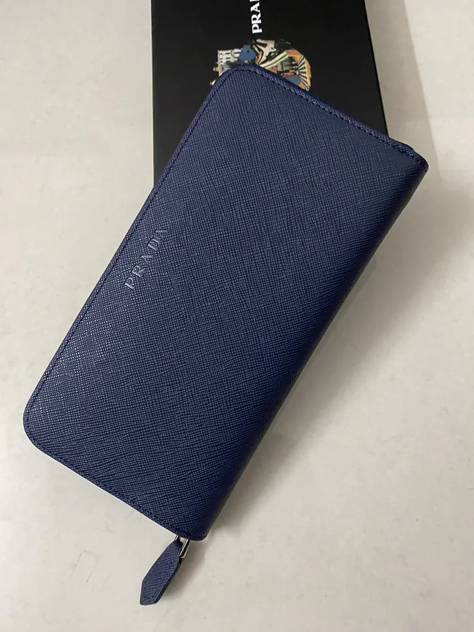 Classic Single Zip Wallet in Blue ZP Development, Italian Grained Calfskin