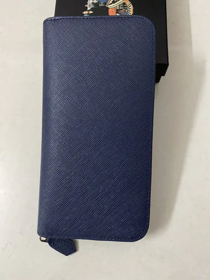 Classic Single Zip Wallet in Blue ZP Development, Italian Grained Calfskin