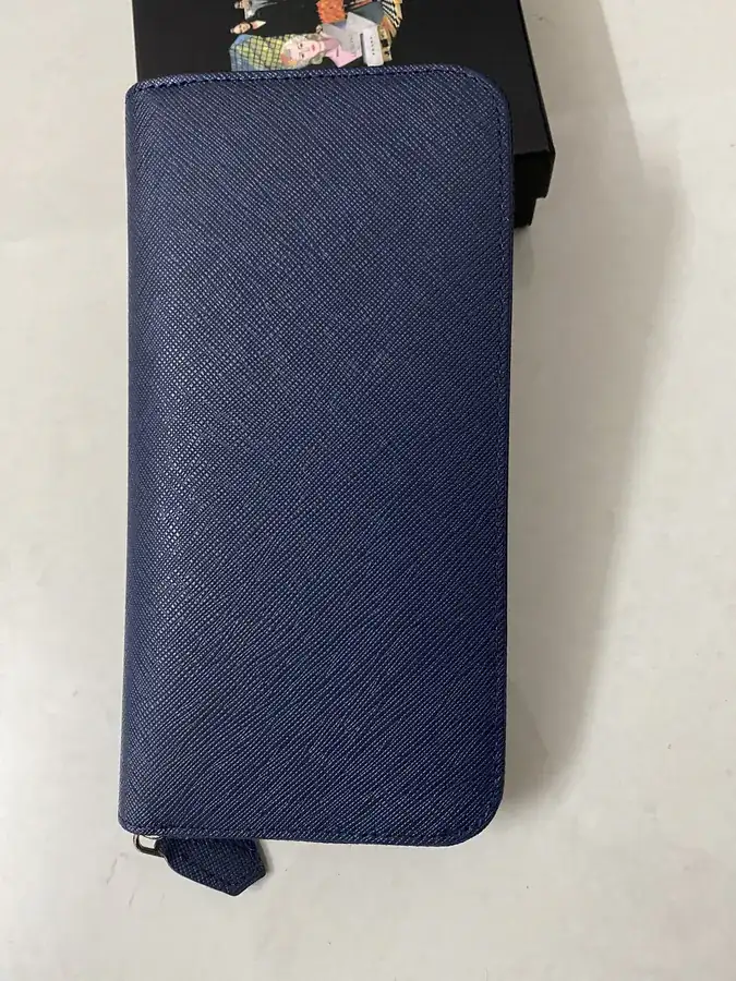 Classic Single Zip Wallet in Blue ZP Development, Italian Grained Calfskin