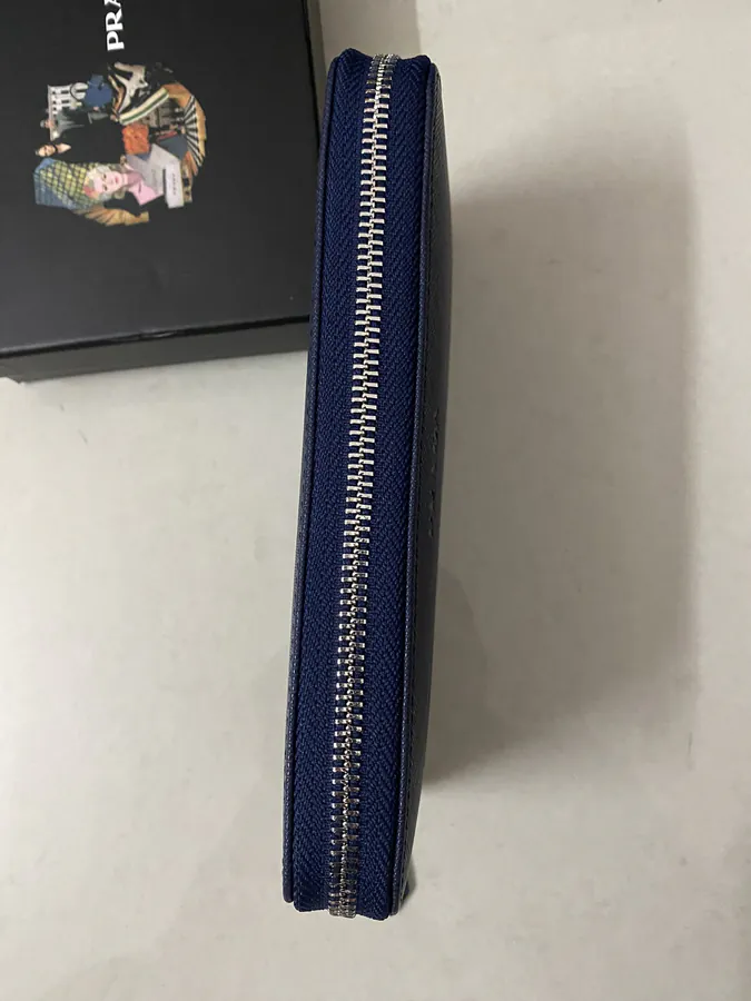 Classic Single Zip Wallet in Blue ZP Development, Italian Grained Calfskin