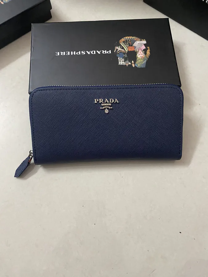 Classic Single Zip Wallet in Blue ZP Development, Italian Cross Grain Calfskin