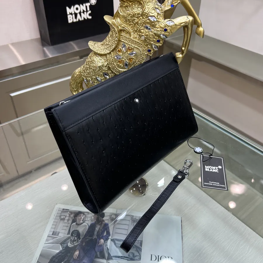 MONTBLANC Handbag Premium Full Grain Leather, Elegant Logo Design