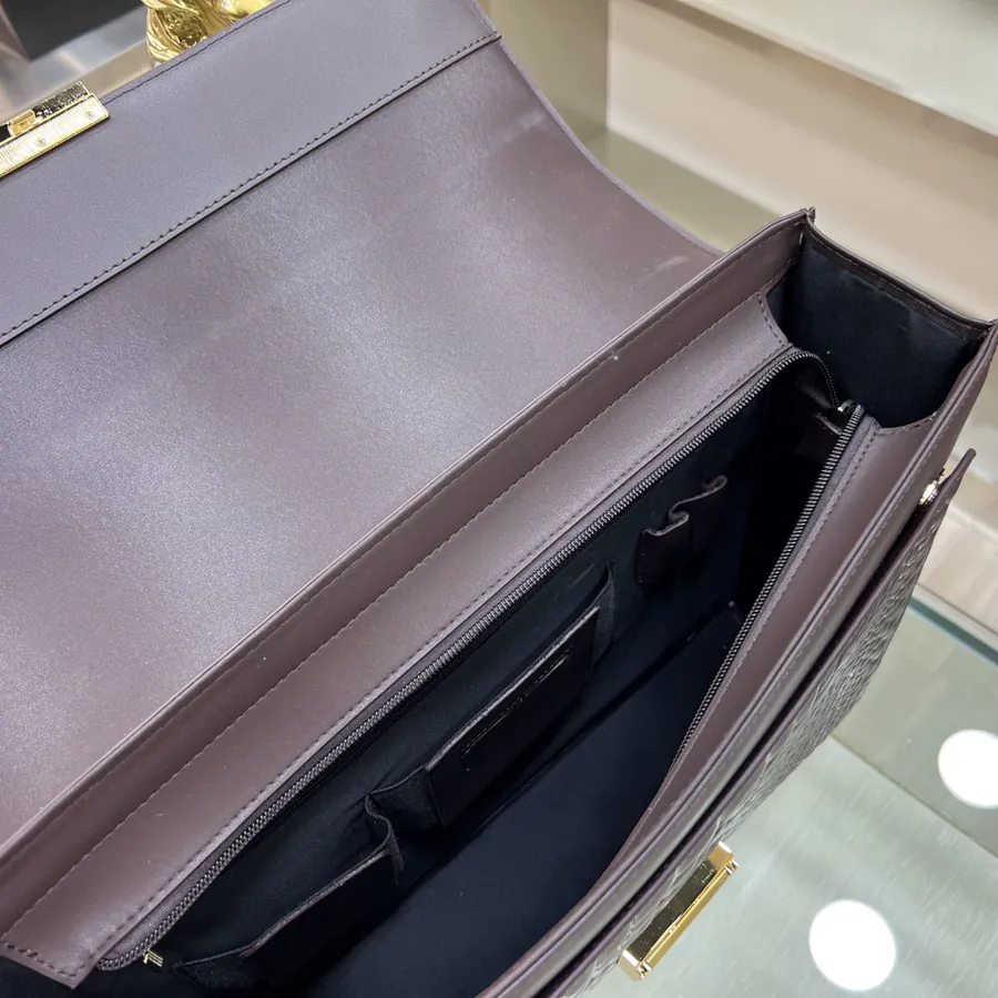 Montblanc International Men's Briefcase Premium Leather, Top tier Hardware, Password Lock