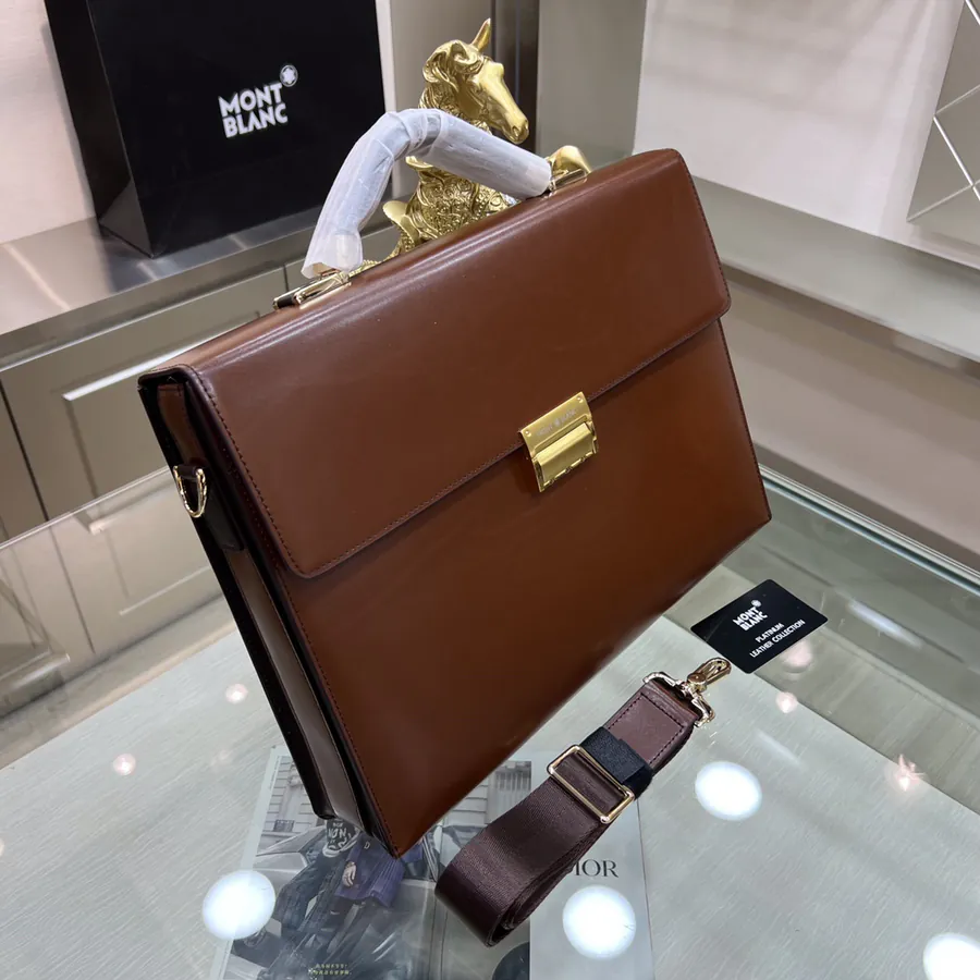 Montblanc International Men's Briefcase Premium Leather & Top tier Hardware