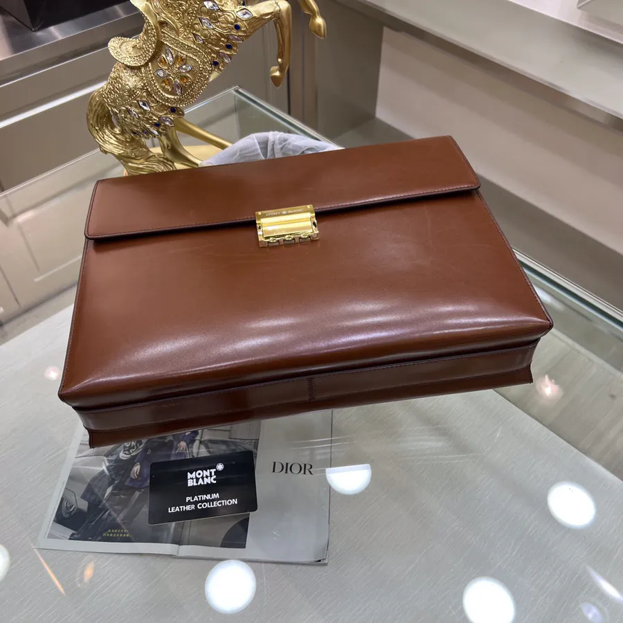 Montblanc International Men's Briefcase Premium Leather & Top tier Hardware