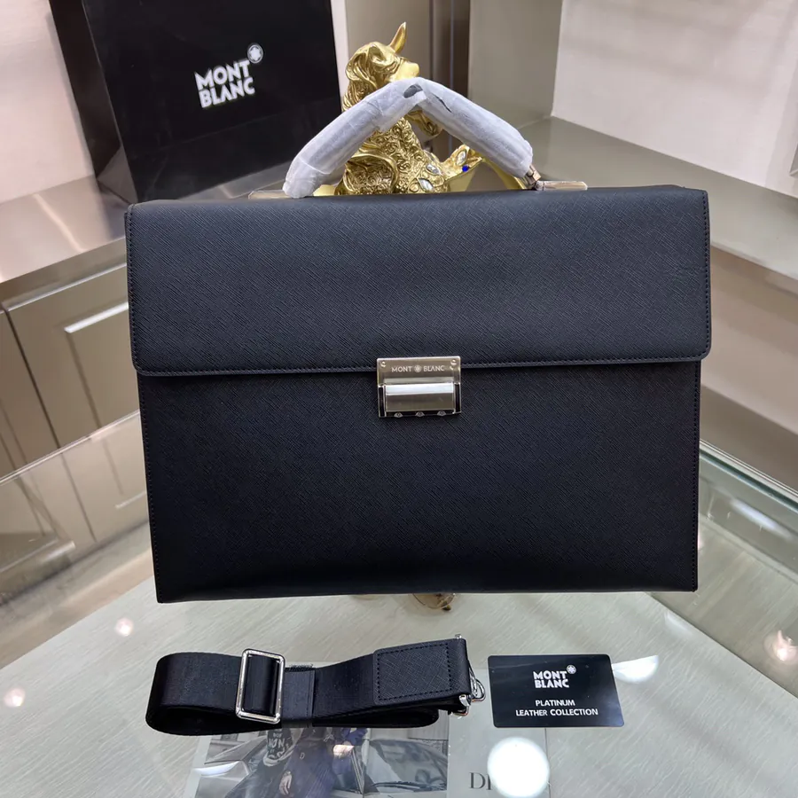 Montblanc International Men's Briefcase Premium Crosshatch Design
