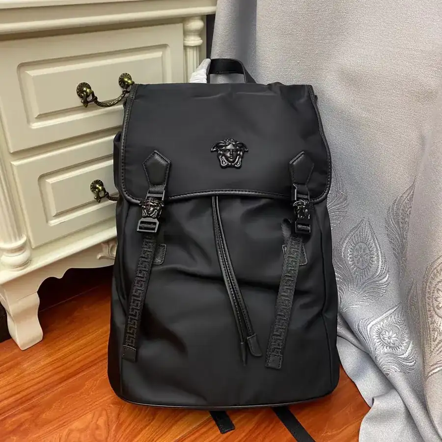 Versace Snake Print Backpack with Gold Hardware