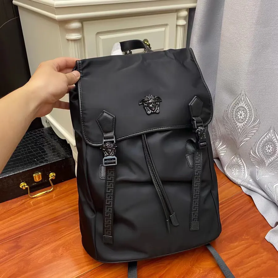 Versace Snake Print Backpack with Gold Hardware