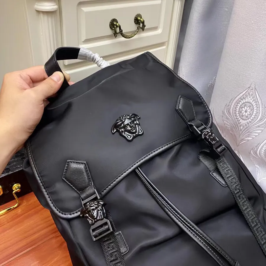 Versace Snake Print Backpack with Gold Hardware