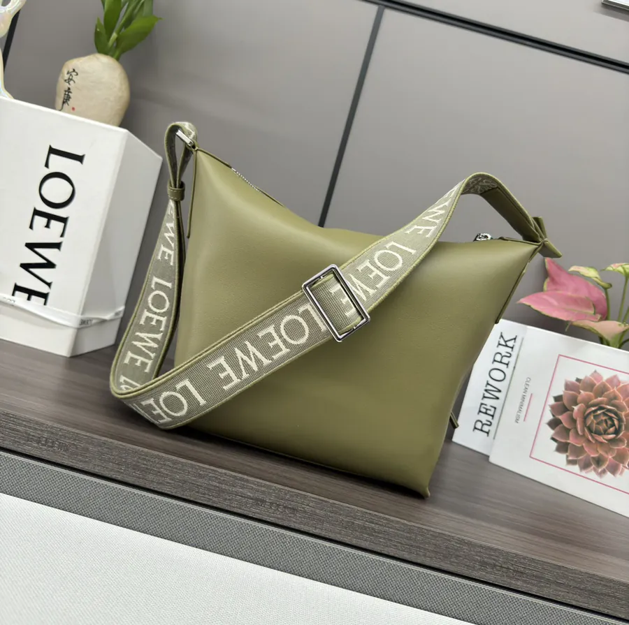 Loewe Mini Bucket Bag with Textured Canvas and Zip Closure