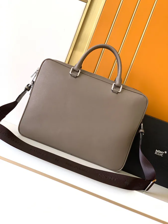 Mondaine Grained Calfskin Briefcase Khaki