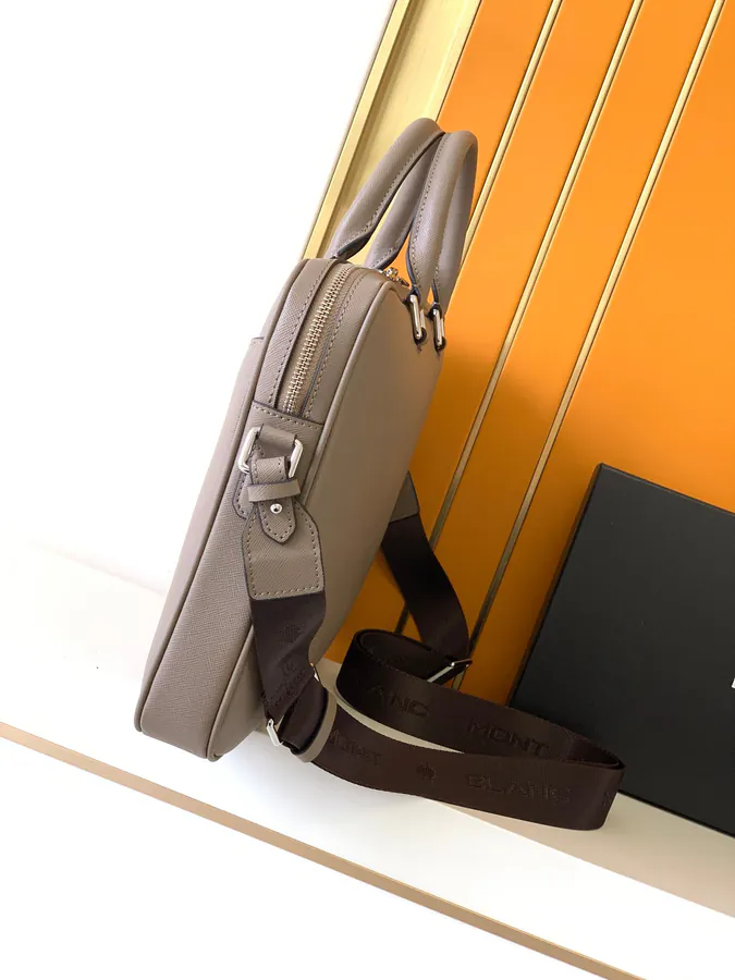 Mondaine Grained Calfskin Briefcase Khaki