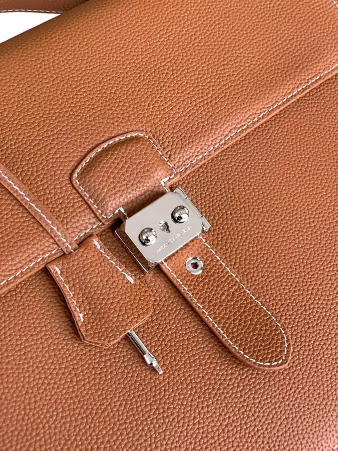 New Business Briefcase 6093 1A, Top Grain Italian Calfskin
